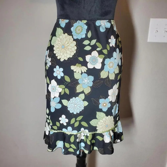 Vintage Black Green & Blue Floral Skirt by LunaChix / 90s Skirt / Y2K - Picture 6 of 10